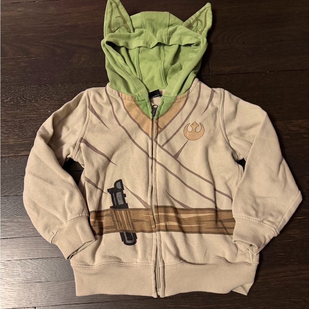 Kids Yoda Star Wars Beige and Green Hoodie with Ears